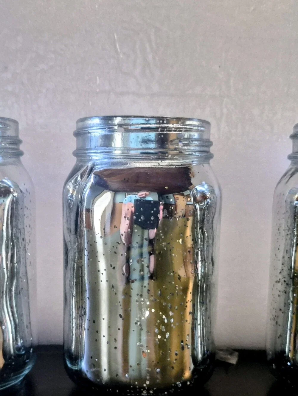 12 Silver Glitter Mason Jar Party Vases - Home Party Supplies